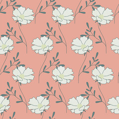 Seamless elegant pattern with flowers. Print for textile, fabric, covers, wallpapers, print, gift wrap, decoupage, scrapbooking, quilting. For fashion fabric. Retro stylization.