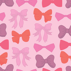 Seamless decorative elegant pattern with bows. Print for textile, fabric, covers, wallpapers, print, gift wrap, decoupage, scrapbooking, quilting. For fashion fabric. Retro stylization.