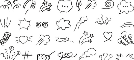 Naklejka premium Handdrawn doodles of comic book effects