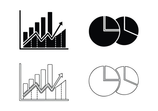 Business growth and data analysis icons set - Vector icon symbol for website - Icon vector - Blue icon vector - Line and glyph solid icon set