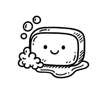 handdrawn cute doodle style baby soap bar vector line illustration