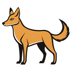 Stylized illustration of a standing fox or wolf with orange fur