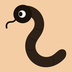 Cute cartoon earthworm with a big eye and a small tongue