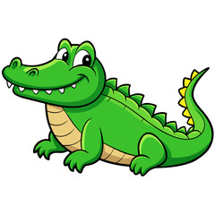 Cute cartoon alligator with a friendly smile and sharp teeth