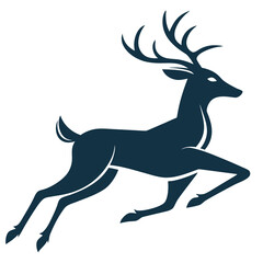 Elegant silhouette of a running deer with antlers