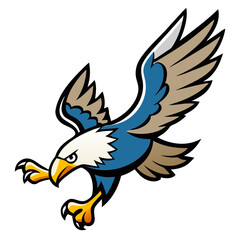 Stylized bald eagle in flight with talons extended