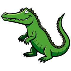 Happy cartoon alligator with sharp teeth and green scales
