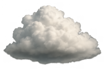 Fluffy white cumulus cloud isolated on transparent background illustrating weather, freedom, and climate