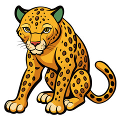 Cartoon cheetah sitting and looking forward