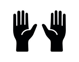 Fototapeta premium open hands flat black solid vector illustration isolated on white background