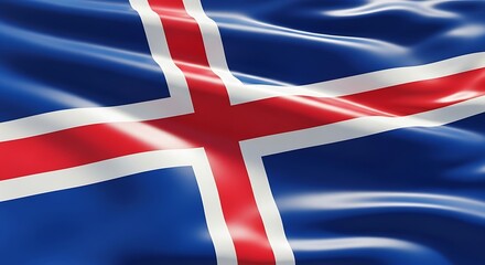 The national flag of iceland, waving dynamically in the air, Iceland Independent Day flag