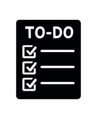 todo checklist flat black solid vector illustration isolated on white background