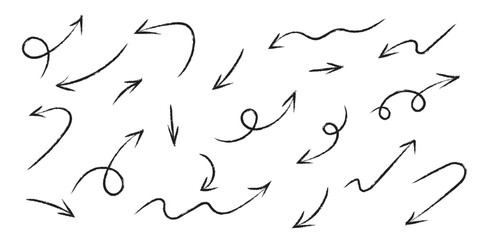 Hand-drawn arrows and shapes for design and emphasis, a versatile set of elements