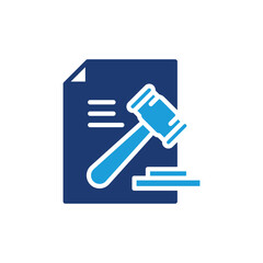 Justice System Contract Law Icon with Gavel colored icon vector design good for web or mobile app