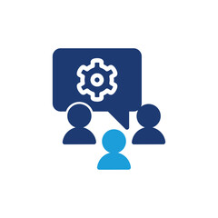 Obraz premium engineer communication, gear inside of speech bubble colored icon vector design good for web or mobile app