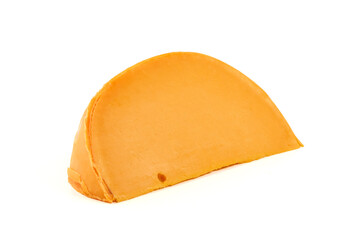 Mimolette Cheese Wedge, isolated on white background