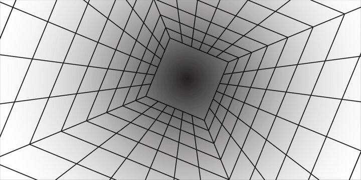 3d room corner with perspective grid. interior wireframe lines, virtual reality background, basic tile pattern for interior design, one point perspective view. Vector illustration