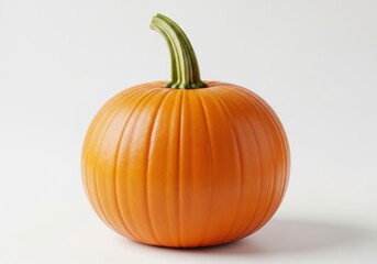 Obraz premium A single orange pumpkin isolated on cream beige background