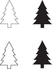 Obraz premium Christmas Trees Black Outline evergreen