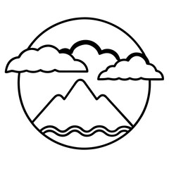 Mountain scene with clouds