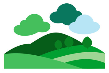 Fototapeta premium Green hills and clouds up