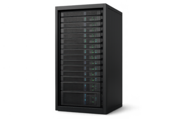 Server rack providing data storage and network infrastructure for modern cloud computing and internet technology services