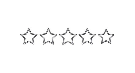 Five minimalist outline stars aligned perfect for rating service applications