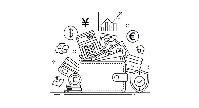 Financial management and growing assets concept with wallet filled of money and secure protection - Powered by Adobe
