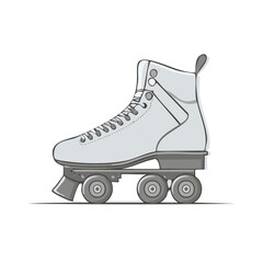 Monochrome Illustration of a Classic Quad Roller Skate for Recreational Skating and Fun