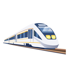 Fototapeta premium Sleek white high speed train moving on tracks isolated
