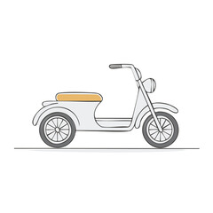 Fototapeta premium Classic retro motor scooter hand drawn vector illustration in a minimalist doodle style
