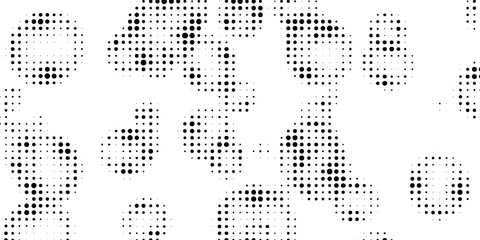 Abstract black and white grunge dots curve shape isolated on texture background perfect for graphic design, seamless halftone black dot pattern for artistic modern design background.