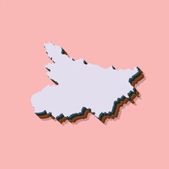 Bihar Map in 3d extruded in different colour