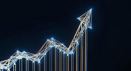 Abstract 3D rendering of a vibrant, upward-trending stock market or financial growth chart