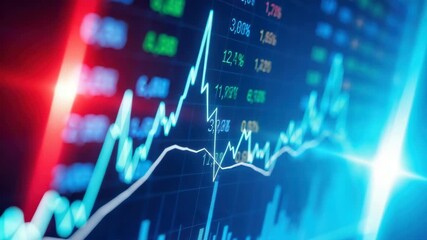 Financial chart showing stock market data with an upward trending line - Powered by Adobe