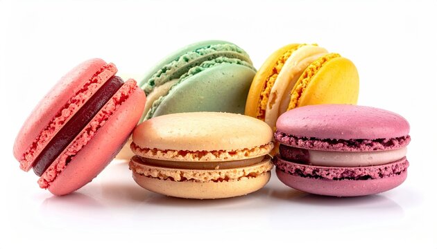 Colorful macaroons isolated on white background