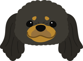 Simple and adorable illustration of Black & Tan Pekingese dog face flat colored
