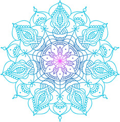 Gradient Mandala with Intricate Floral and Fish Motifs
