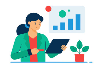 Woman analyzing the data