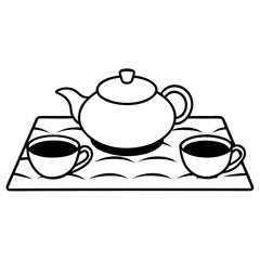 Tea set on a tray icon