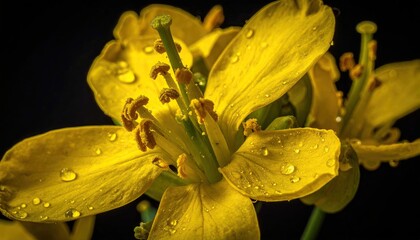 Yellow iris flower on a black background