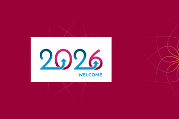 A clean and modern 2026 welcome logo featuring gradient number styling on a blue background. Suitable for professional branding, posters, greeting cards, and New Year promotions.
