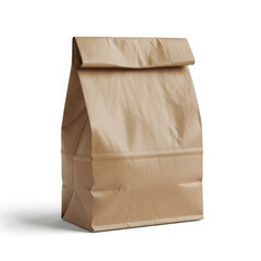Classic brown paper bag, isolated on white, ideal for lunch to go