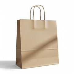 Brown kraft paper shopping bag with handles, eco-friendly store.