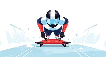 Obraz premium Skeletor on ice, high speed winter sport, extreme sport competition