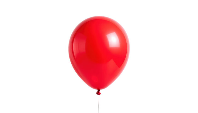 A single red balloon floating with a thin string isolated on transparent background
