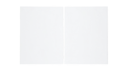 Two blank pages side by side isolated on transparent background