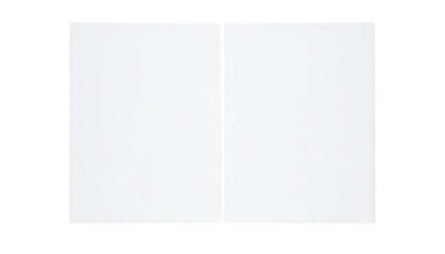 Two blank pages side by side isolated on transparent background