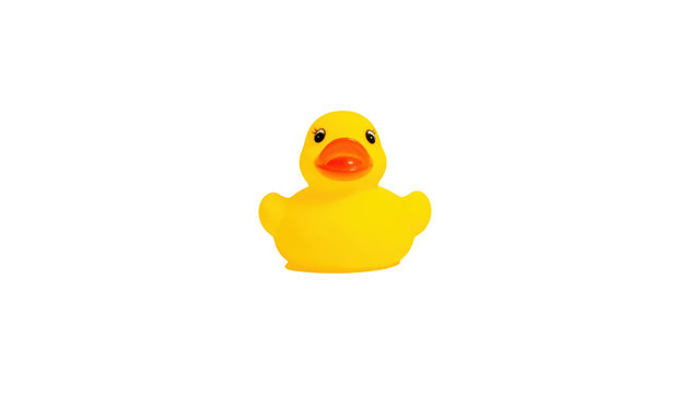 Yellow rubber duck isolated on transparent background