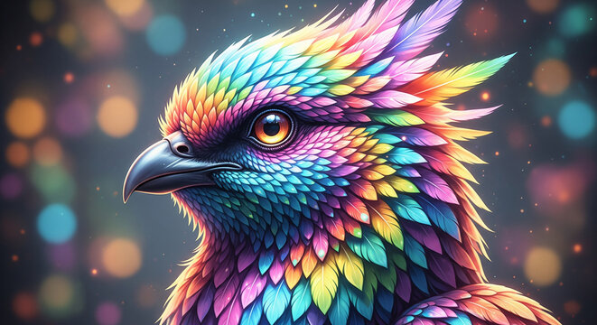 illustration of a bird with beautiful colors